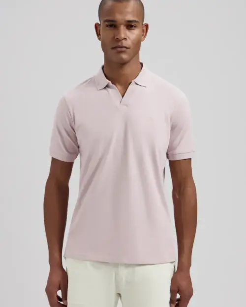 Dstrezzed Organic Cotton V-Neck Polo 240022 Violet Ice