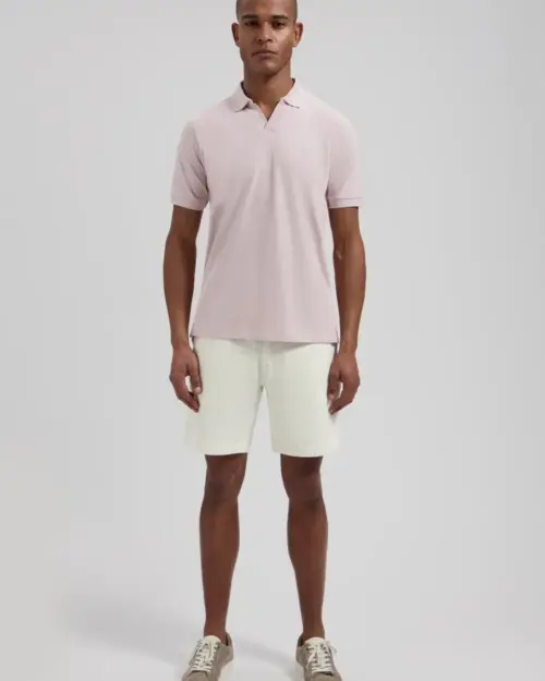 Alternative view of Dstrezzed  Organic Cotton V-Neck Polo 240022 Violet Ice