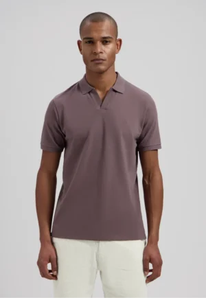 Dstrezzed 240022 Organic Cotton V-Neck Polo Purple Grey