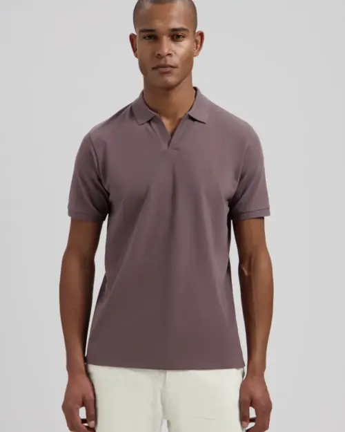 Dstrezzed Organic Cotton V-Neck Polo 240022 Purple Grey