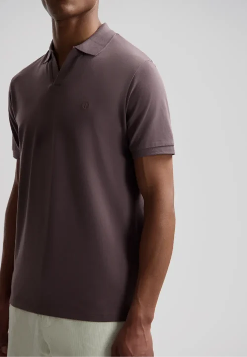 Dstrezzed 240022 Organic Cotton V-Neck Polo Purple Grey image2