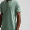 Dstrezzed  Organic Cotton V-Neck Polo 240022 Green bay - Image 4