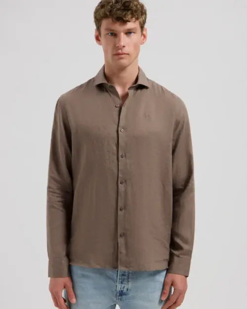 Dstrezzed Jagger Shirt 100% Linen 303710 Grey Brown