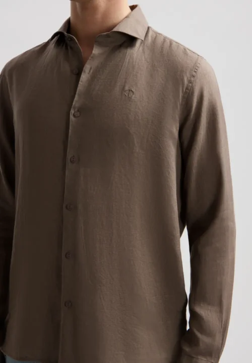 Dstrezzed 303710- The Jagger Shirt 100% Linen, Grey brown - Image 4