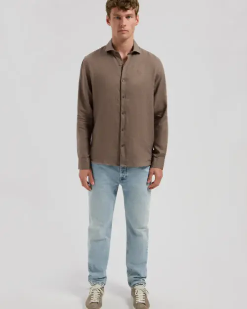Alternative view of Dstrezzed Jagger Shirt 100% Linen 303710 Grey Brown