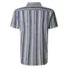 Timezone Cotton/Linen Blend Short Sleeve Shirt 30176.1178 Blue Multi Stripe - Image 3