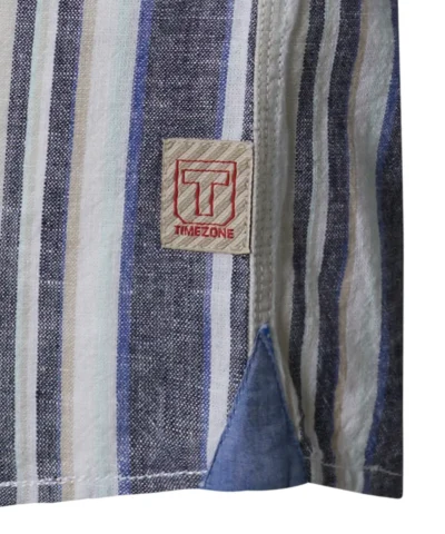 Timezone Cotton/Linen Blend Short Sleeve Shirt Blue Multi Stripe image2