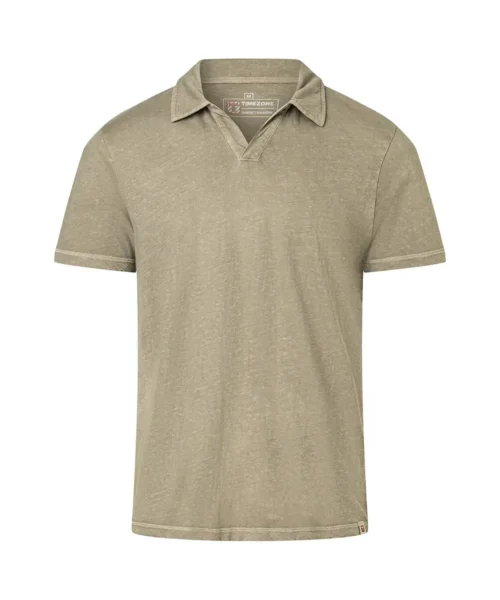 Timezone Cotton Linen Blend Poloshirt Light Khaki