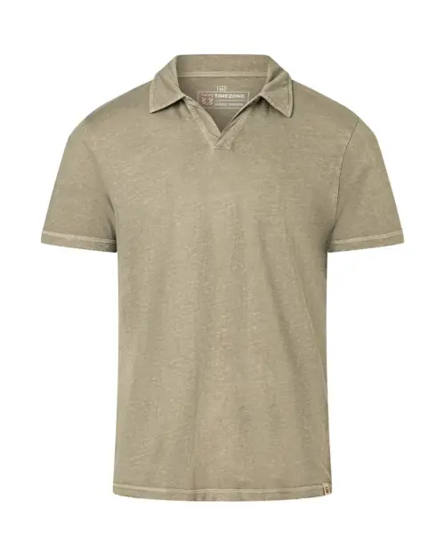 Timezone Cotton Linen Blend Poloshirt Light Khaki