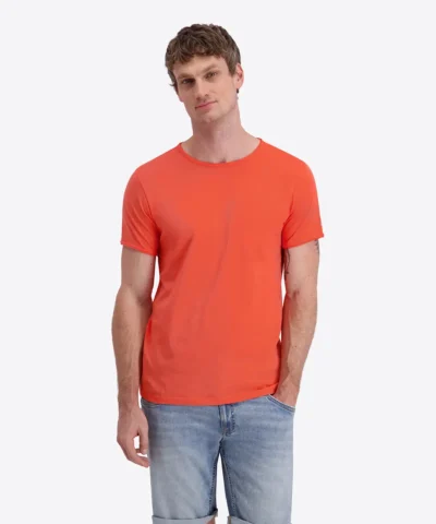 Timezone Cotton Ripped Basic T-Shirt Hot Coral