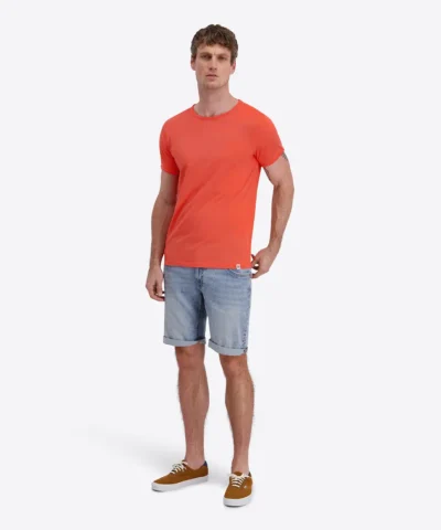 Alternative view of Timezone Cotton Ripped Basic T-Shirt Hot Coral