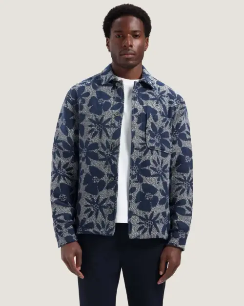 Dstrezzed Lino Men's Overshirt Damast 155508 Navy