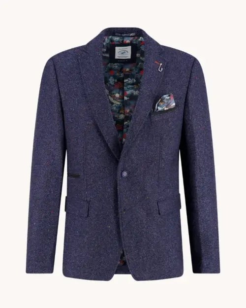 A Fish Named Fred Blazer Herringbone 34.108 Navy