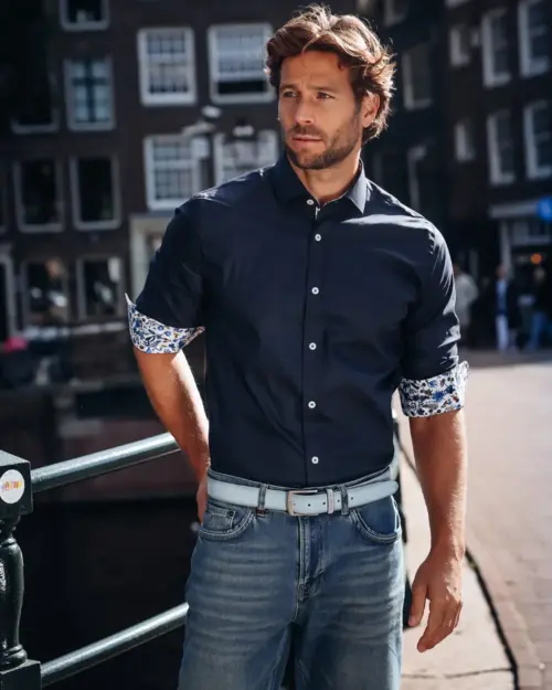 A Fish Named Fred PowerStretch Men’s Formal Shirt 99.0005 Navy