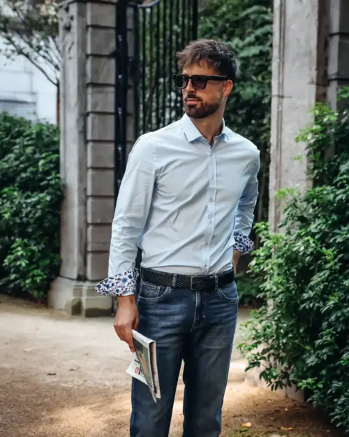 Alternative view of A Fish Named Fred PowerStretch Men’s Formal Shirt 99.005 Light Blue