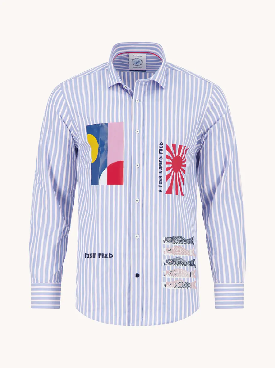A fish named Fred Shirt Stripe 34.026 Light Blue