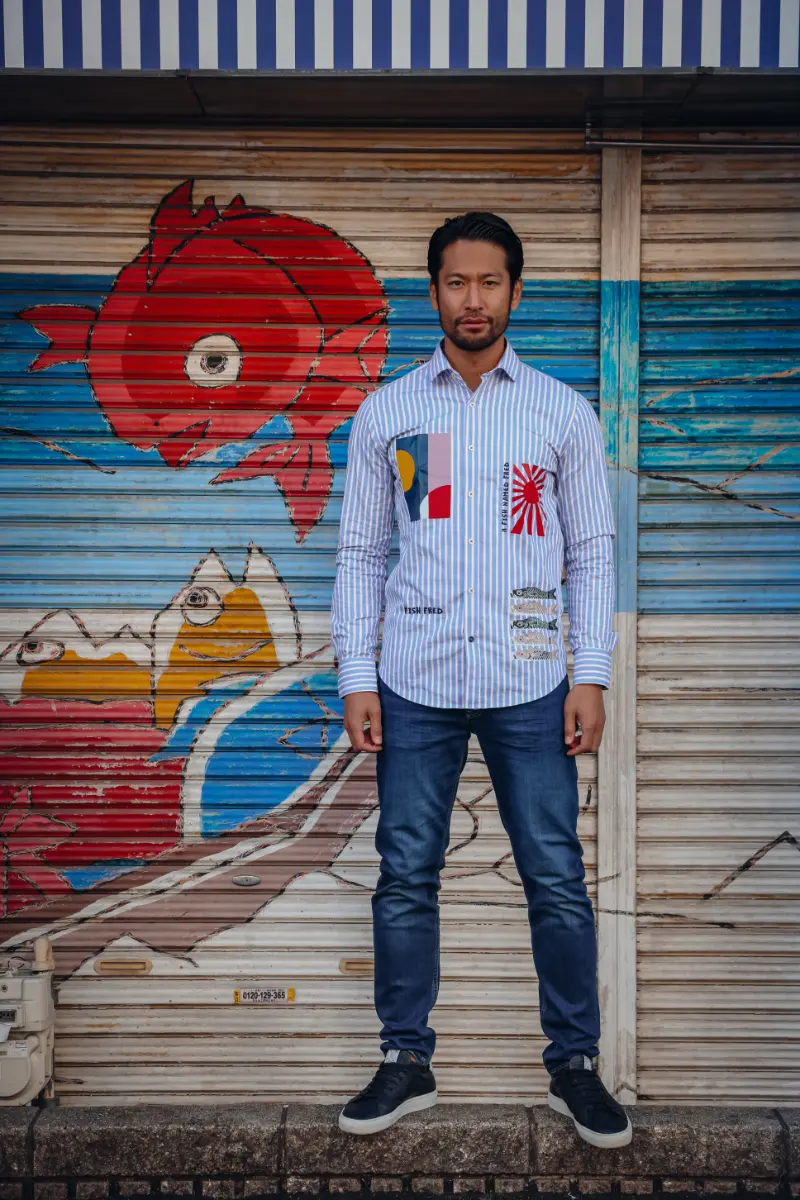 A fish named Fred Shirt Stripe 34.026 Light Blue - Image 2