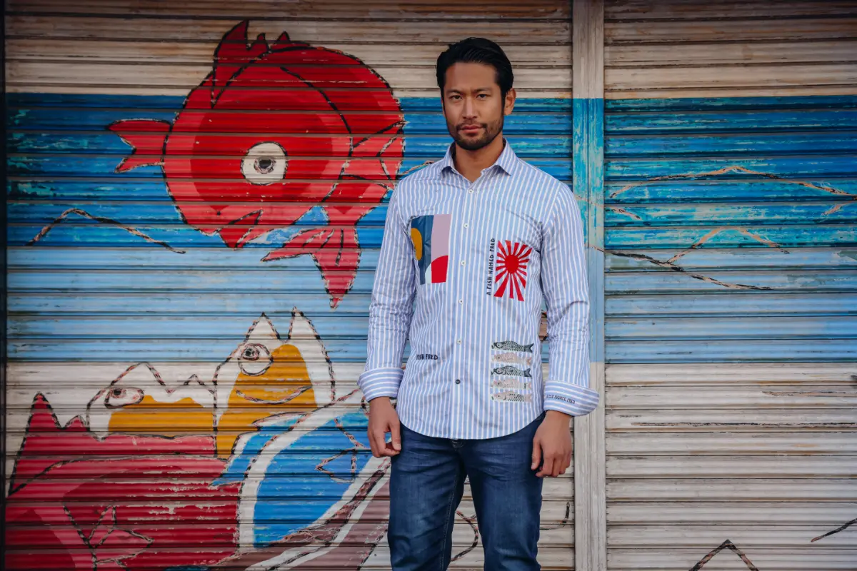 A fish named Fred Shirt Stripe 34.026 Light Blue - Image 4