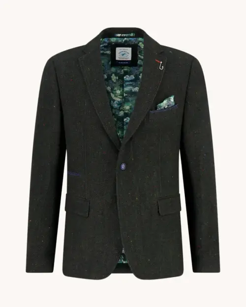 Alternative view of A Fish Named Fred Blazer Herringbone 34.108 Dark Green