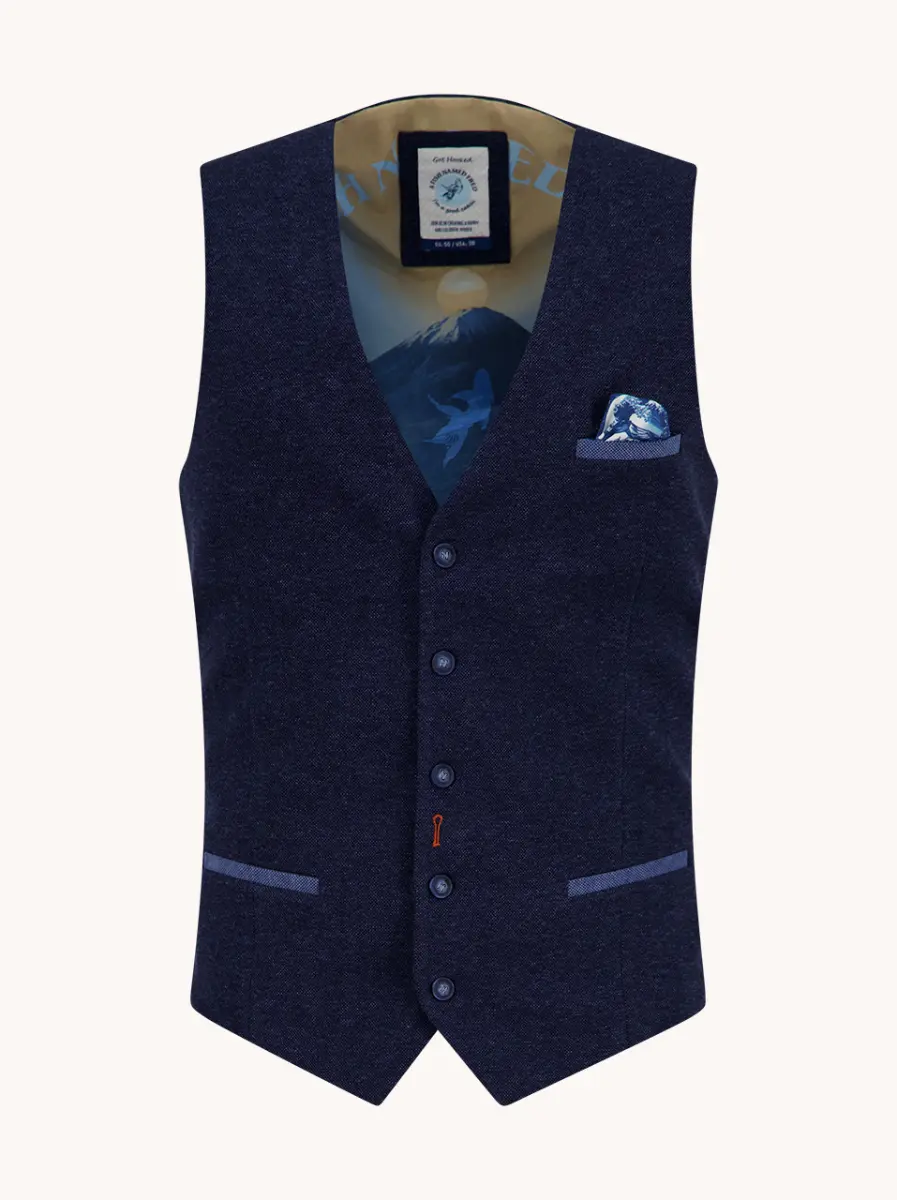 A fish named Fred Waistcoat Pique 34.131 Navy