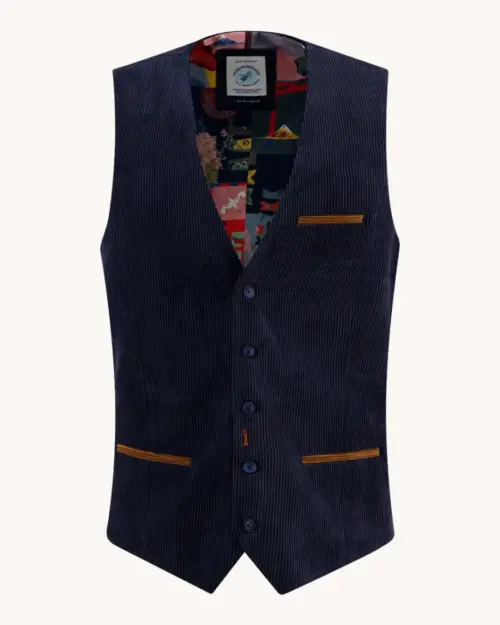 A fish named Fred Waistcoat Rib 34.134 Navy