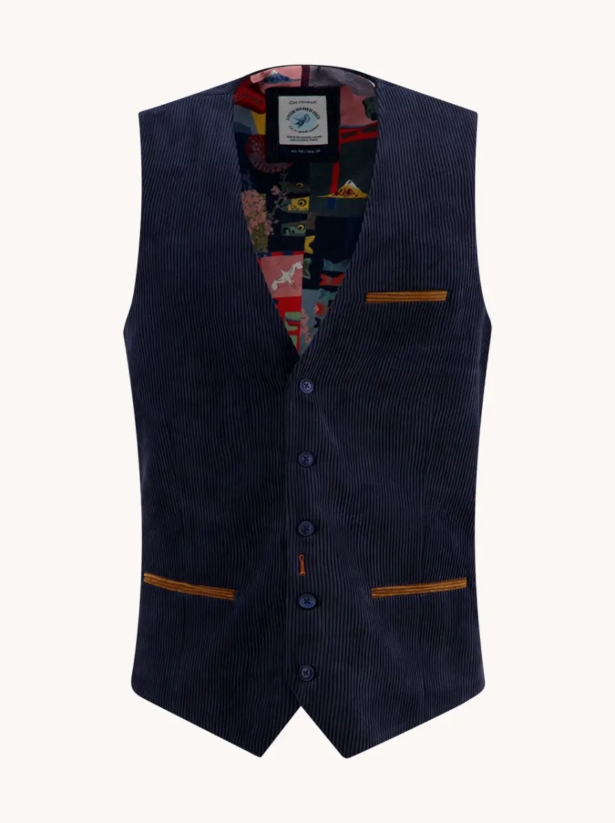 A fish named Fred Waistcoat Rib 34.134 Navy