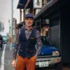 A fish named Fred Waistcoat Rib 34.134 Navy - Image 2