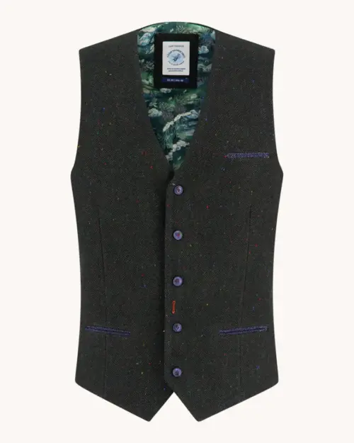 A fish named Fred Men’s Waistcoat Herringbone 34.138 Dark Green