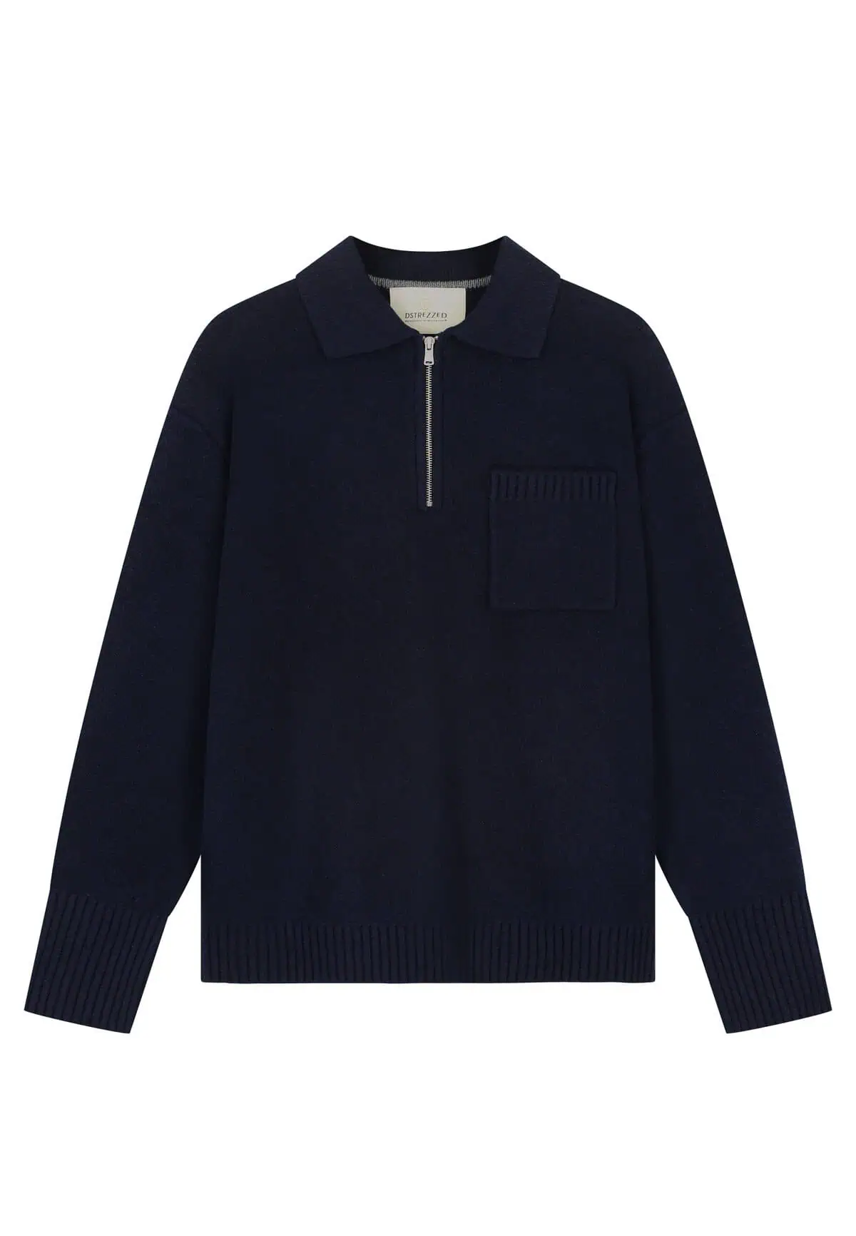 Dstrezzed Zac Polo Oversized Knitwear 406072 Navy Melange - Image 3