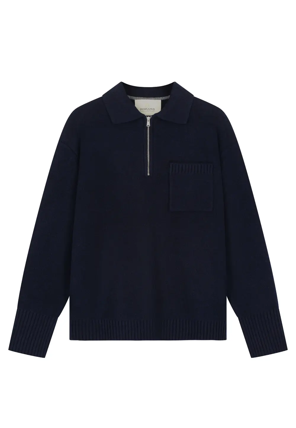 Dstrezzed Zac Polo Oversized Knitwear 406072 Navy Melange - Image 2