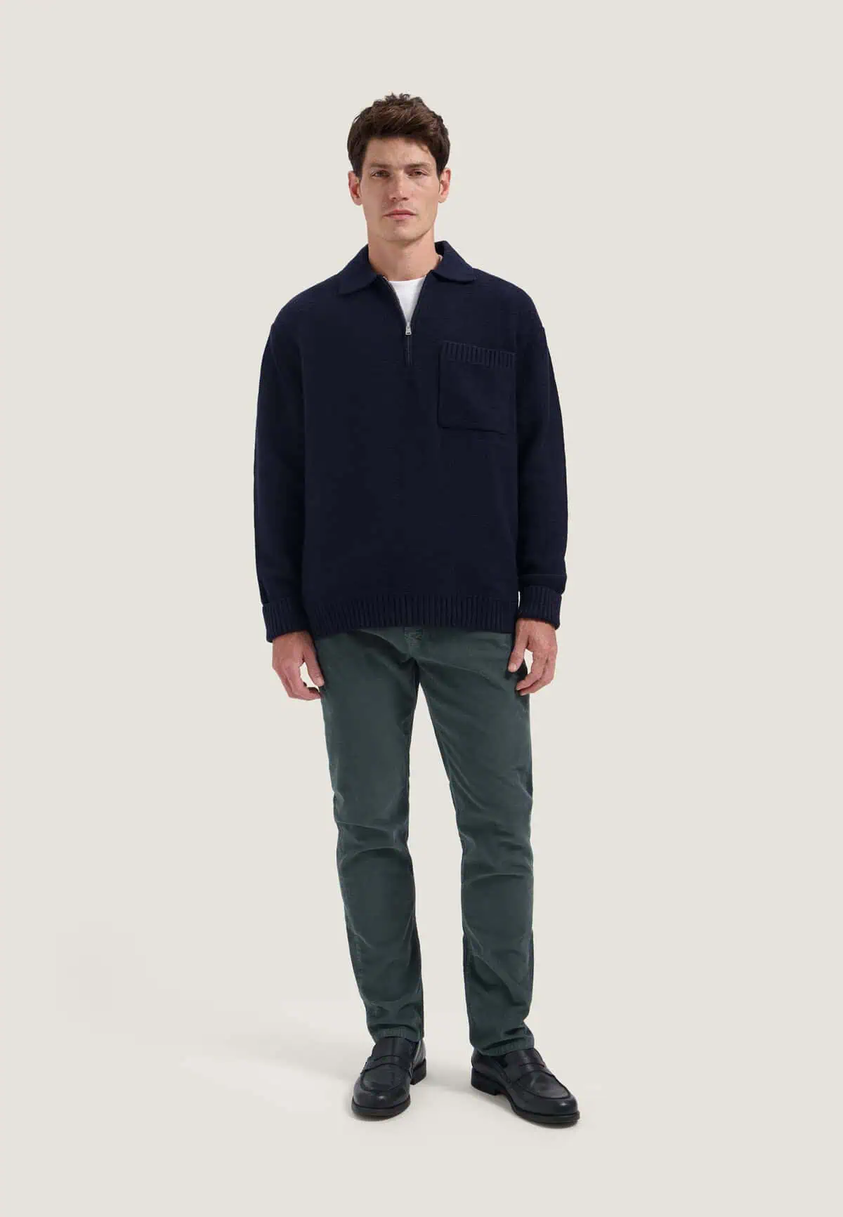 Dstrezzed Zac Polo Oversized Knitwear 406072 Navy Melange - Image 2
